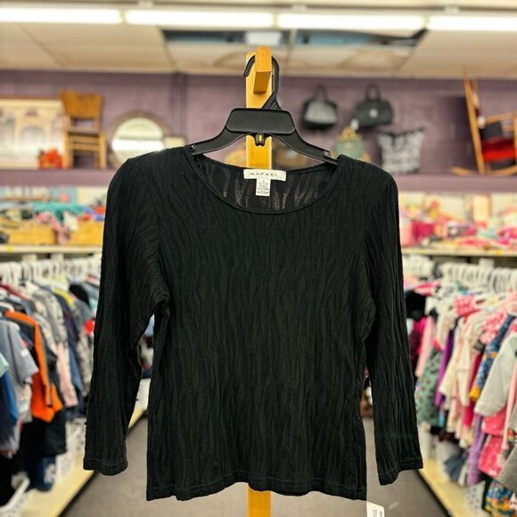 Rafael Ladies Med Solid Black top Long Sleeve NEW - Picture 1 of 7